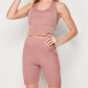 Active Bra Crop & Biker Short Set w/ Pocket!